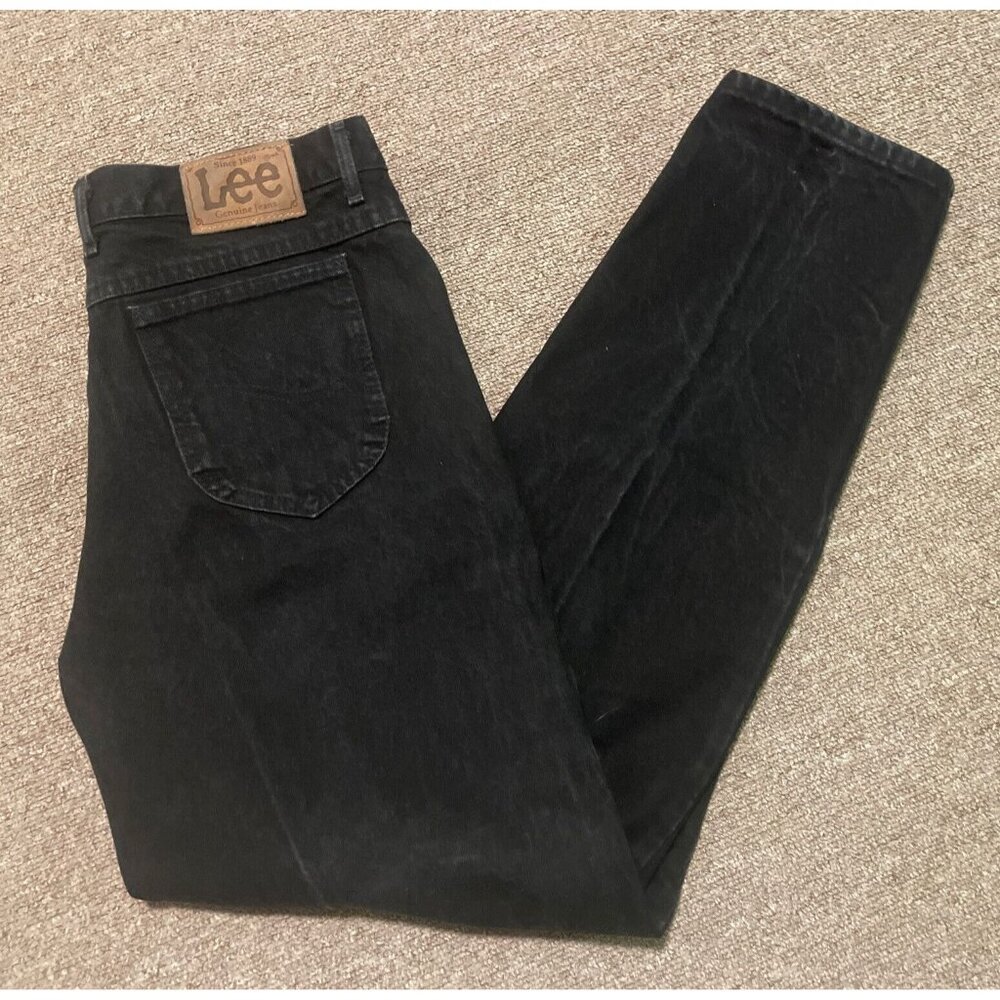 Vintage 80s 36x34 Lee Riders Straight Leg Reg Fit Union Made Black Denim Jeans